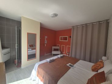 Chambre La Droséra — décor nature et lit queen size